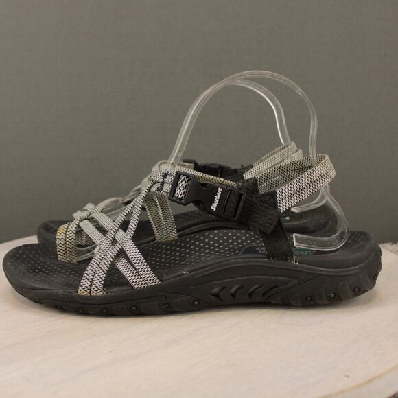 Skechers Sport Sandals Adjustable Outdoor Womens 8 Black Gray - Picture 5 of 11
